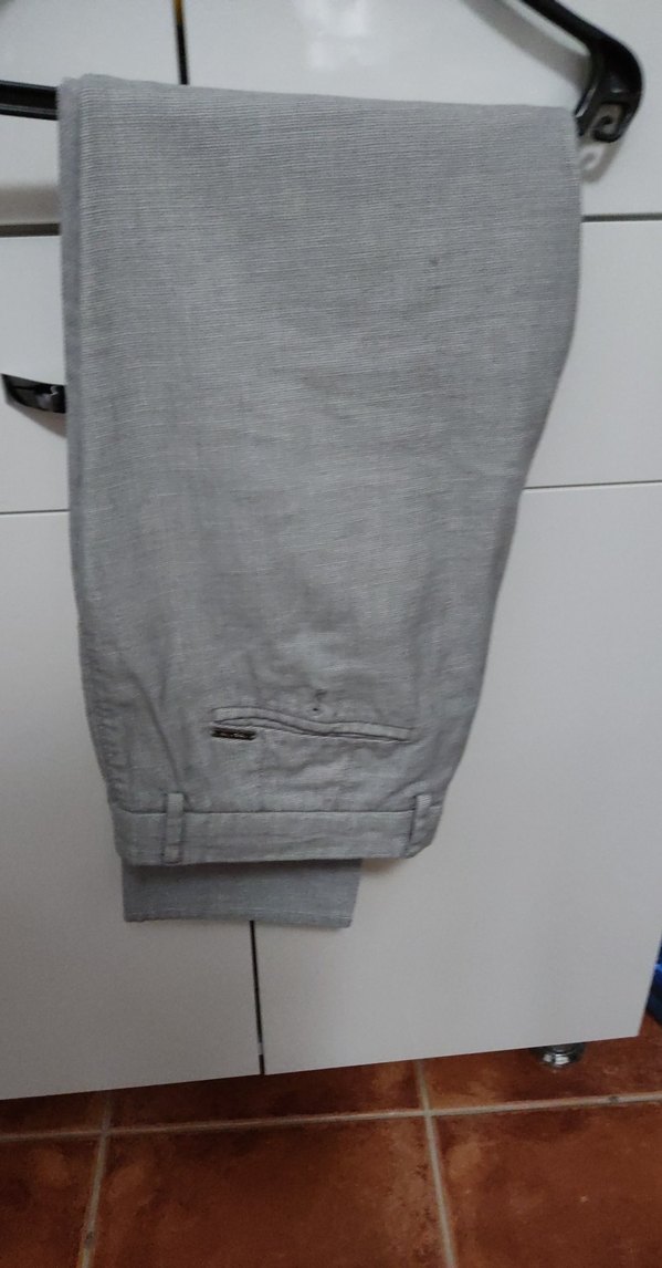 Gri Keten  erkek Pantolon - Görsel 2