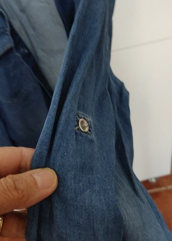 Düğmeli Erkek Kot Gömlek Mavi - Görsel 4