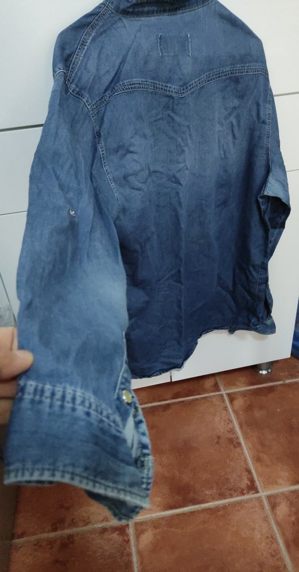 Düğmeli Erkek Kot Gömlek Mavi - Görsel 5