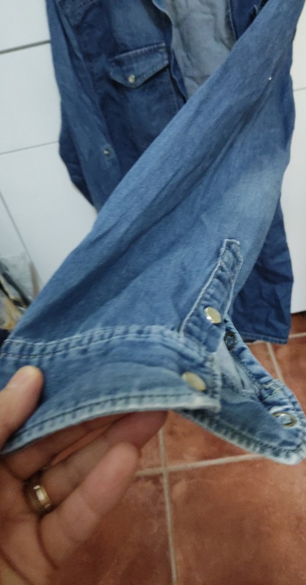 Düğmeli Erkek Kot Gömlek Mavi - Görsel 3