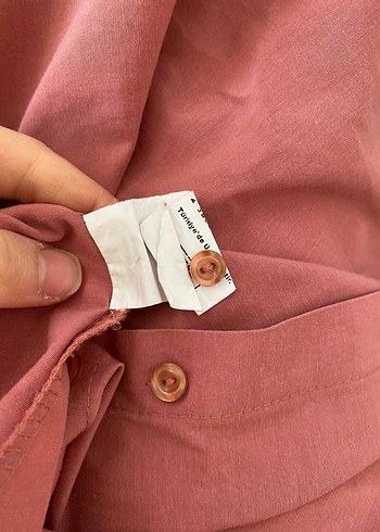 Diğer Düğmeli Pembe Kadın Keten Gömlek