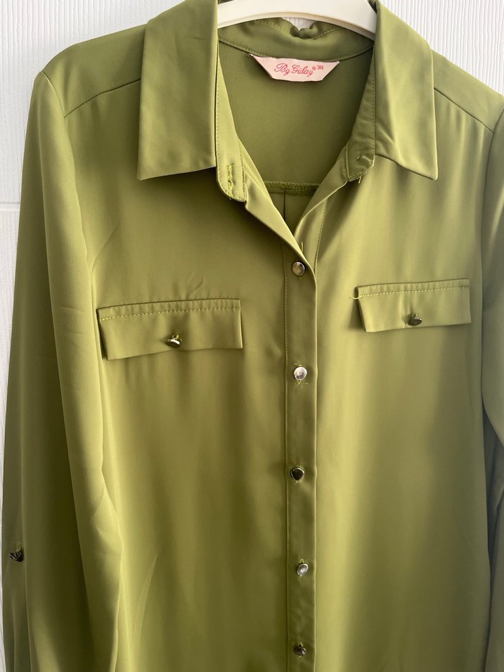 Kadın Haki Uzun Düğmeli Tunik - Görsel 3