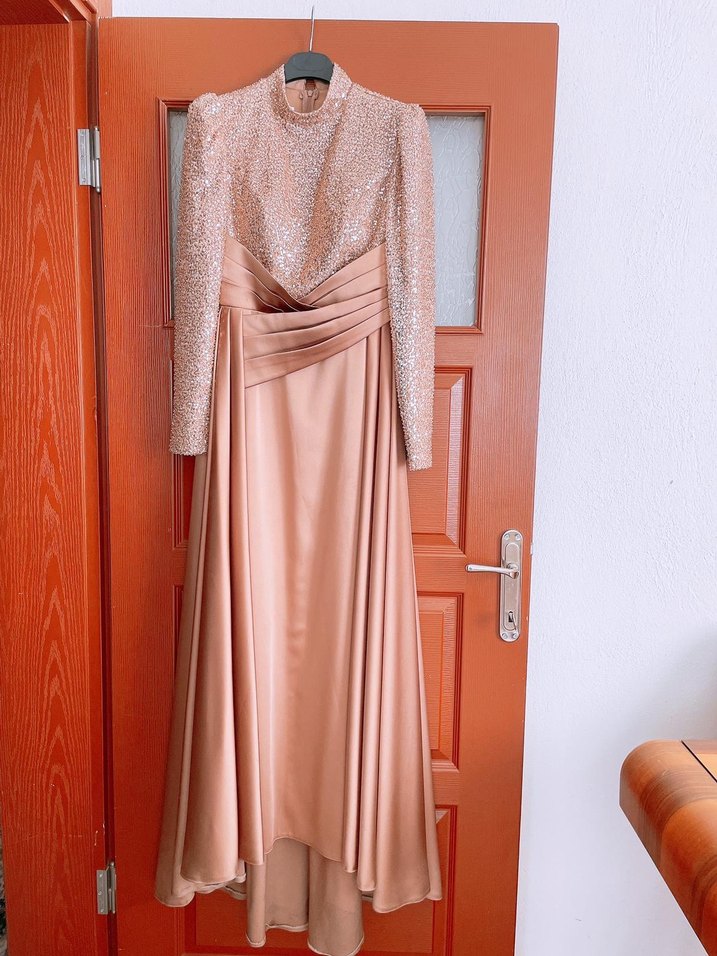 Bakır Rengi Uzun Abiye Elbise - Görsel 2