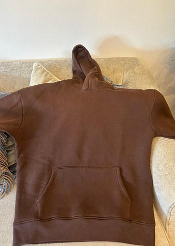 Kahverengi Kapüşonlu Rahat Sweatshirt