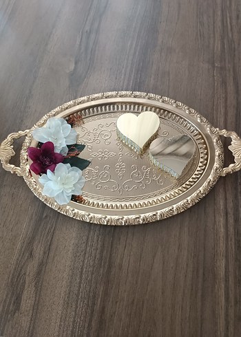 Diğer Dantel Detaylı Bej Vintage Düğün Aksesuarı (nişan tepsisi)