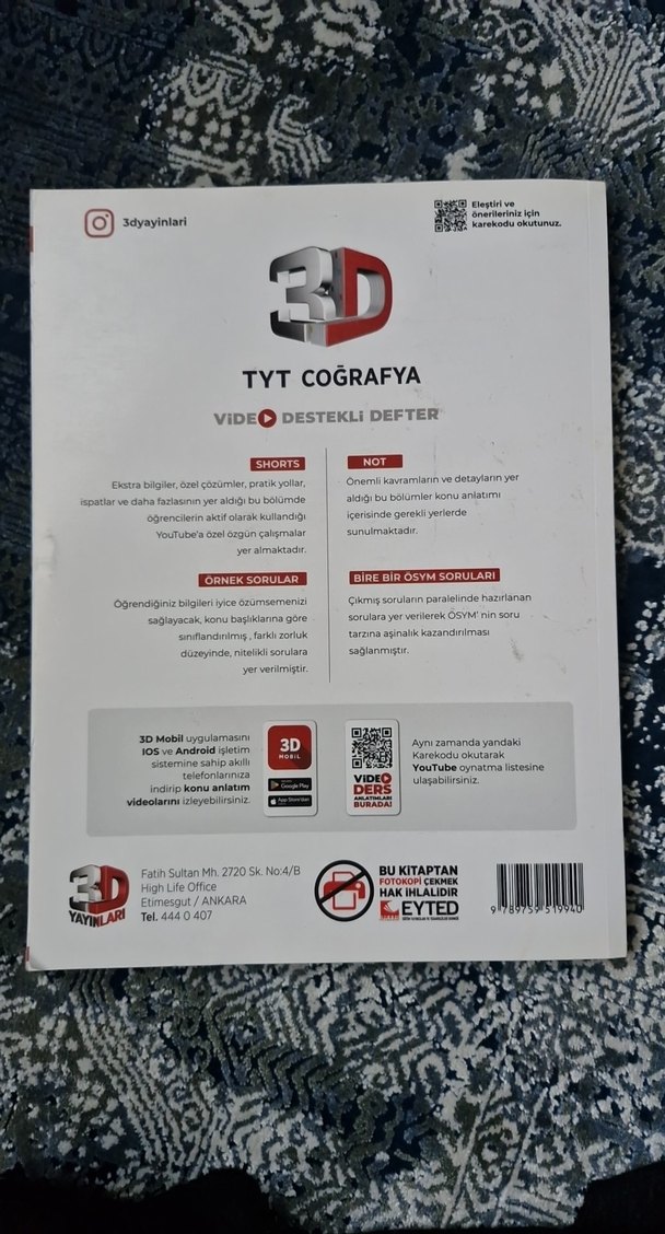TYT Coğrafya 3D Yayınları Video Destekli Defter - Görsel 2