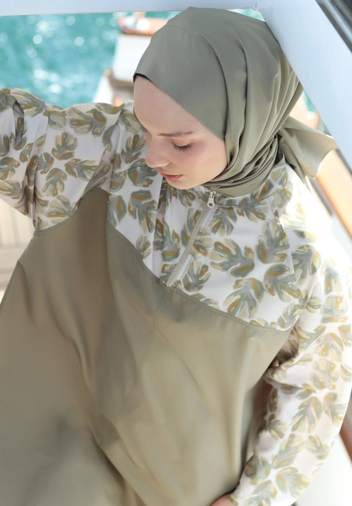 HE-QA Marka Bol Kesim Uzun Haki PLAJ Elbisesi - Görsel 2