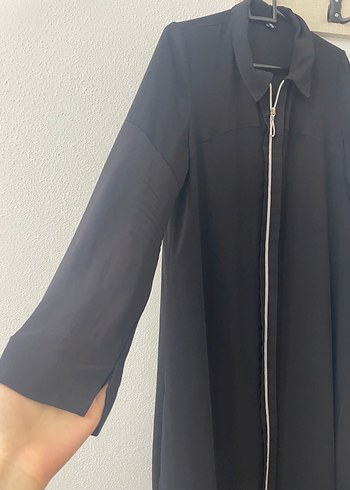 Armine Siyah Uzun Krep Kumaş Fermuarlı Kadın Ferace