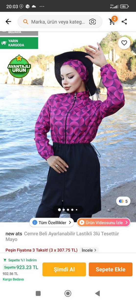 Pembe Batik Desenli mayo - Görsel 3