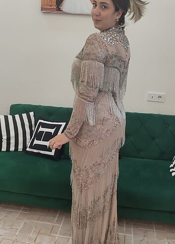 Abiye İthal abiye boncuk işlemeli 
