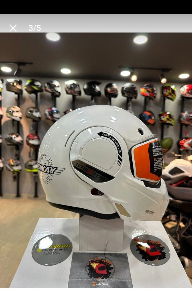 Sway SW 907 Stratos 180 derece çene açılır Kask M beden - Görsel 2