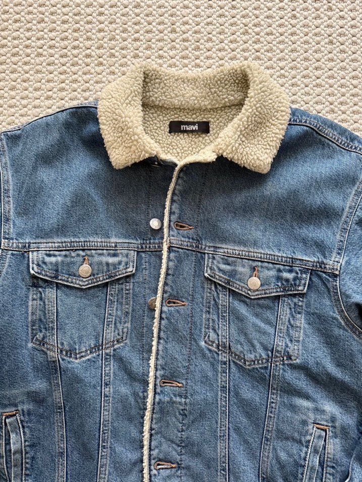 İçi kürklü erkek Kot Ceket kışlık - Görsel 2