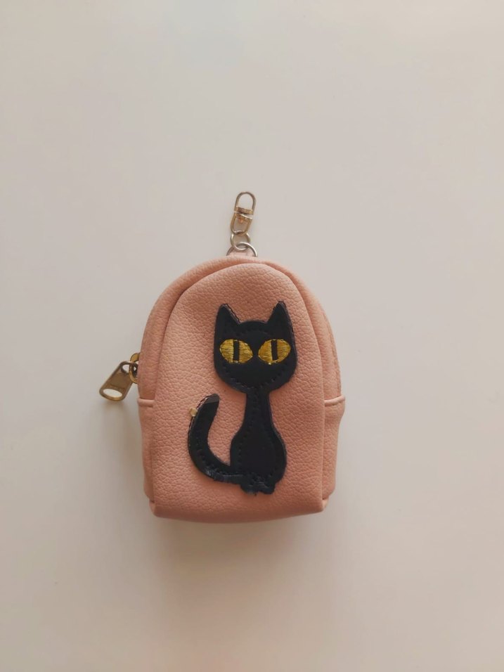 Pembe Kedi Figürlü Küçük Kedi Aksesuar Çantası - Görsel 2