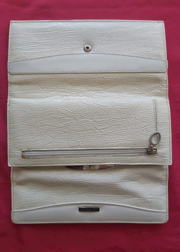 Beyaz Deri Kemerli Kadın Portföy Cüzdan - Görsel 4