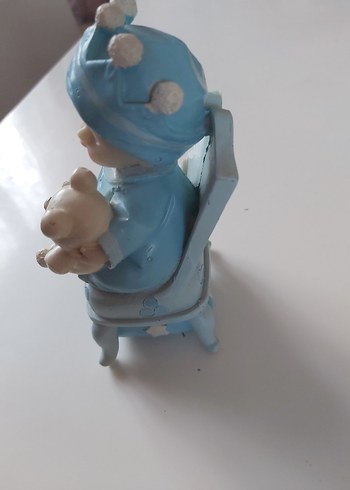 Mavi Bebek Kral ve  Kucağinda Ayıcık Figürü Biblo - Görsel 7