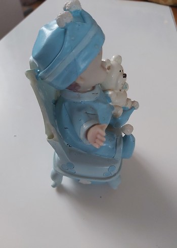 Mavi Bebek Kral ve  Kucağinda Ayıcık Figürü Biblo - Görsel 5