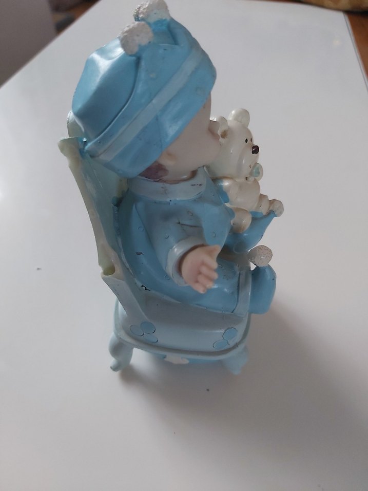 Mavi Bebek Kral ve  Kucağinda Ayıcık Figürü Biblo - Görsel 5