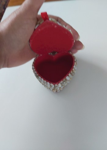 Deniz Kabuklu Kırmızı Vintage Evlenme,Nişan Teklif Yüzügü Kutusu - Görsel 2