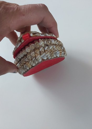 Deniz Kabuklu Kırmızı Vintage Evlenme,Nişan Teklif Yüzügü Kutusu - Görsel 4