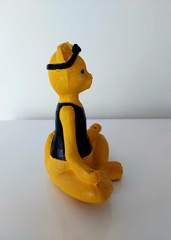 Sarı Yoga Yapan Kedi Biblosu Ağır Alçı - Görsel 3