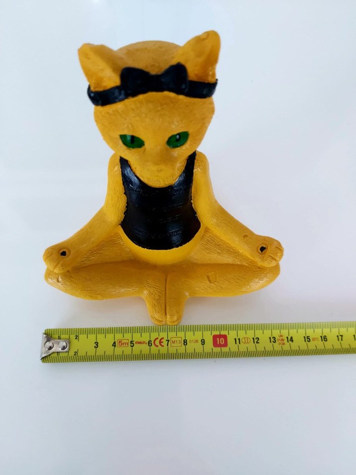 Sarı Yoga Yapan Kedi Biblosu Ağır Alçı - Görsel 5