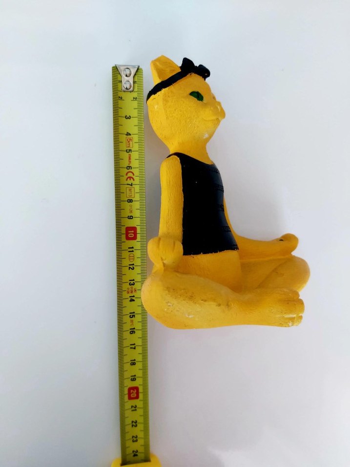 Sarı Yoga Yapan Kedi Biblosu Ağır Alçı - Görsel 4