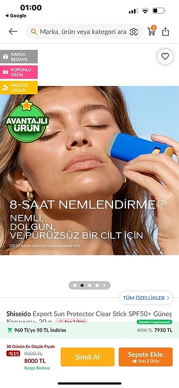 Güneş koruyucu stick