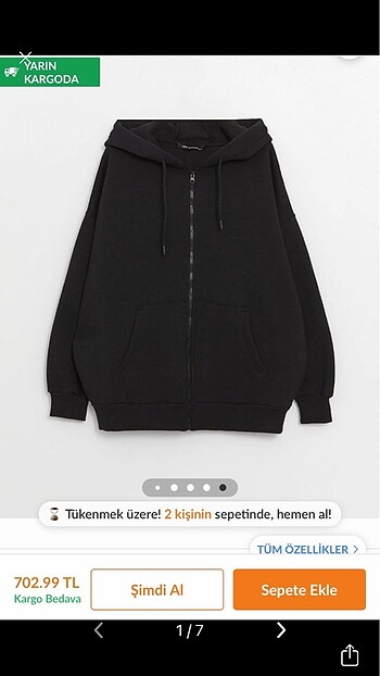 Kapüşonlu fermuarlı sweatshirt/ceket