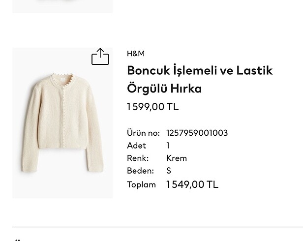 H&M İncili hırka