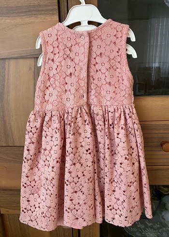 Kız Çocuk Dantel Detaylı Pembe Elbise - Görsel 3