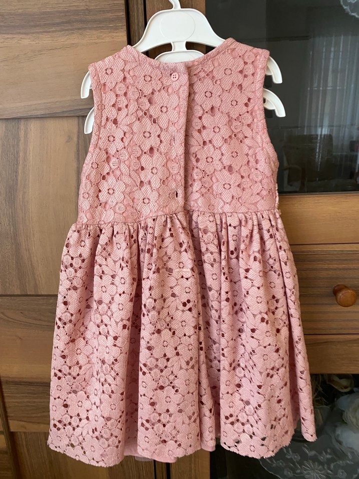 Kız Çocuk Dantel Detaylı Pembe Elbise - Görsel 3