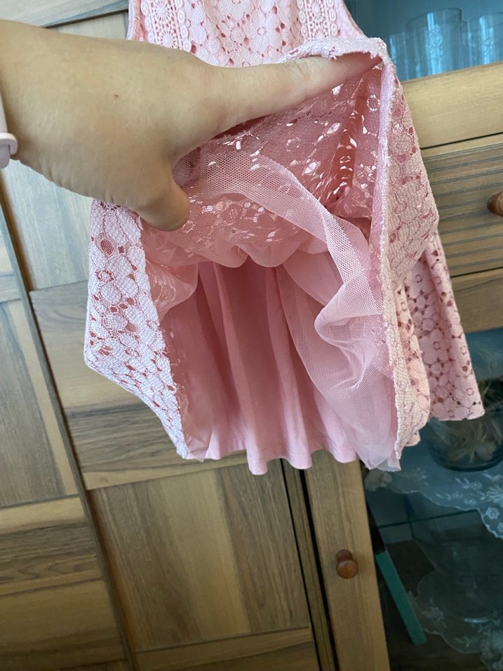 Kız Çocuk Dantel Detaylı Pembe Elbise - Görsel 4