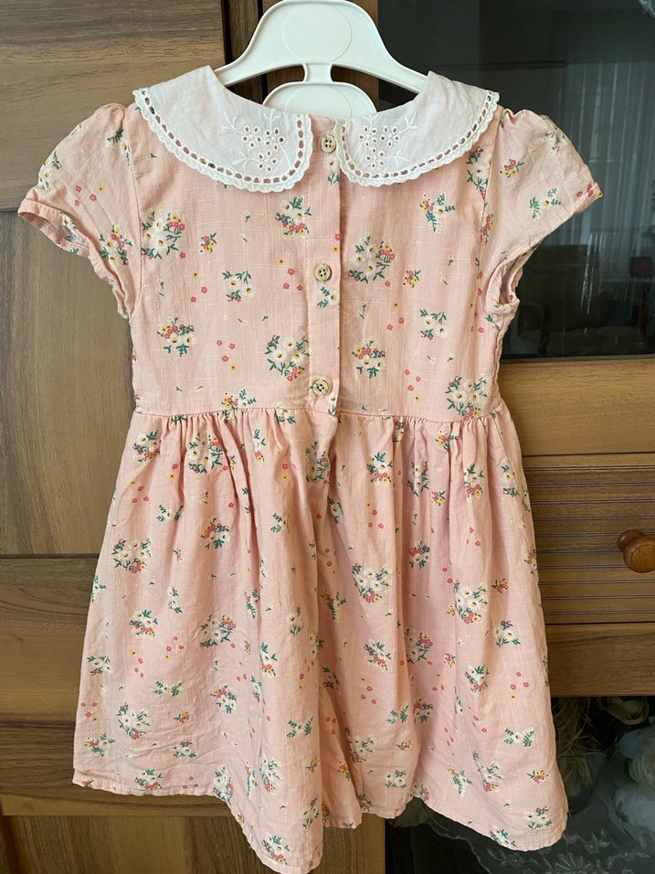 Dantel Yakalı Pembe Kız Elbisesi - Görsel 3