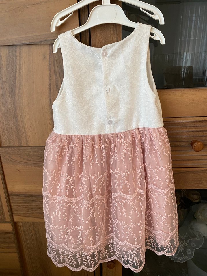 Dantel İşlemeli Pembe Kız Elbisesi - Görsel 4