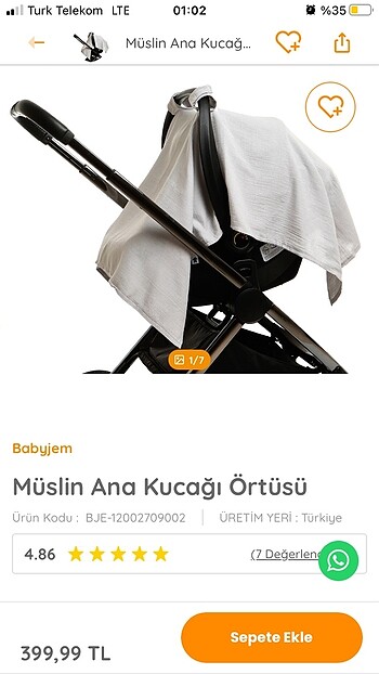 Babyjem puset örtüsü gri - Görsel 10