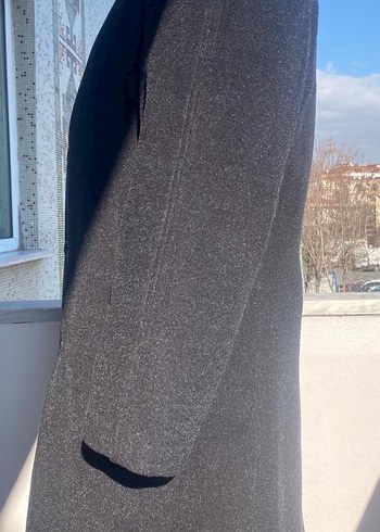 Gri uzun kaşe palto - Görsel 2