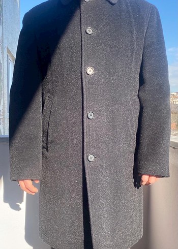 Gri uzun kaşe palto - Görsel 9