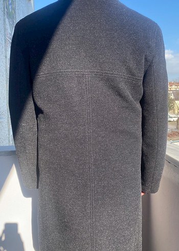 Gri uzun kaşe palto - Görsel 6