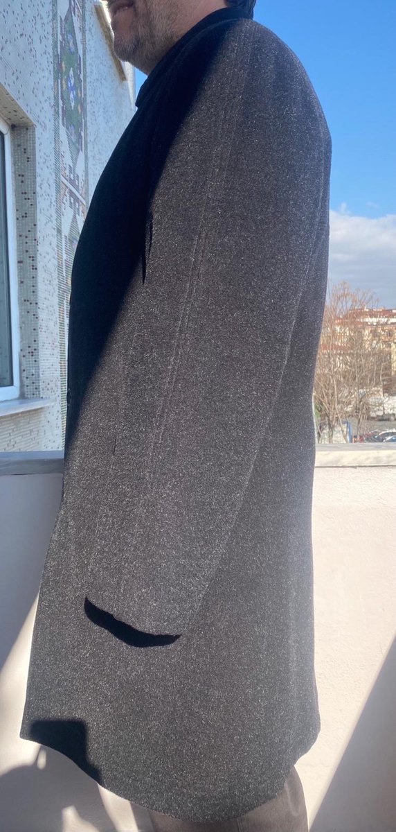 Gri uzun kaşe palto - Görsel 2