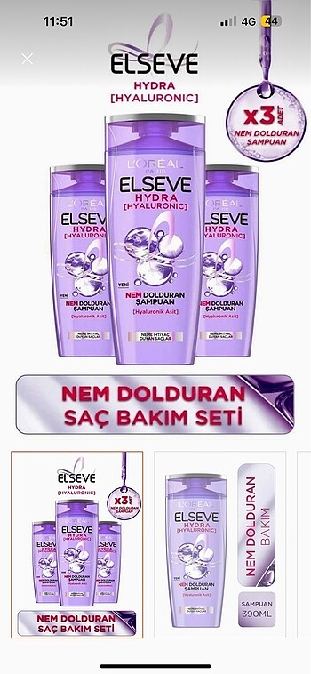 Elseve Hydra[hyaluronic] Nem Dolduran Şampuan 390 Ml 5?li Set