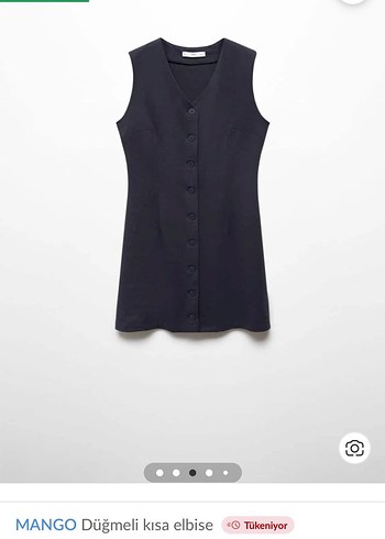 MANGO Lacivert Düğmeli Mini Elbise - Görsel 2