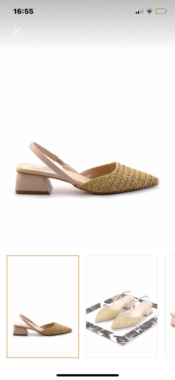 BAMBİ Bej Hasır Kadın Topuklu Ayakkabı - Görsel 2