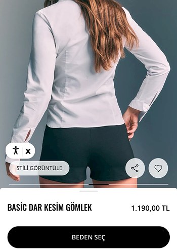 Basic Dar Kesim Mavi Gömlek - Görsel 2