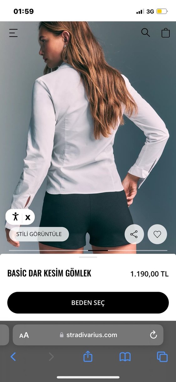 Basic Dar Kesim Mavi Gömlek - Görsel 2