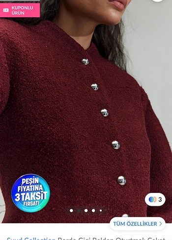 Bordo Belden Oturtmalı Ceket - Görsel 3