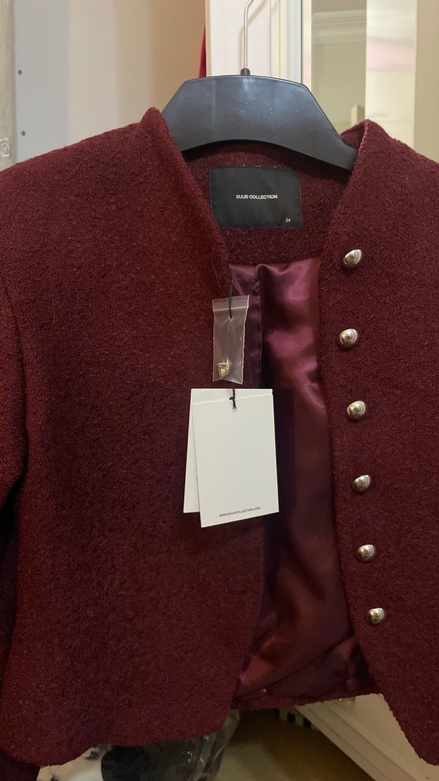 Bordo Belden Oturtmalı Ceket - Görsel 5