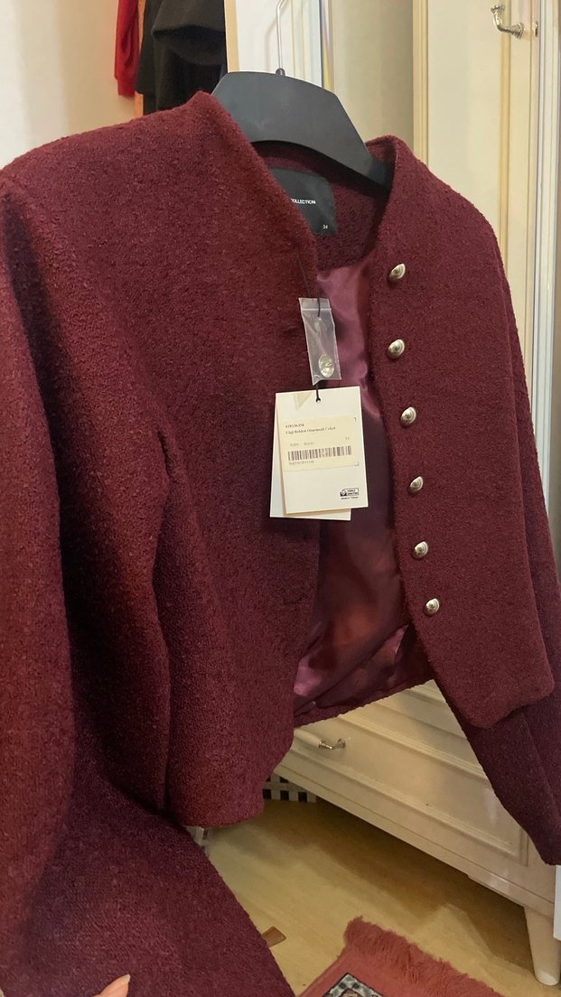 Bordo Belden Oturtmalı Ceket - Görsel 4