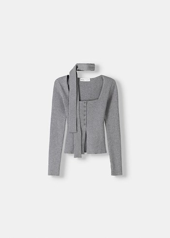 Gri Örgü Kadın Kazak - Görsel 2