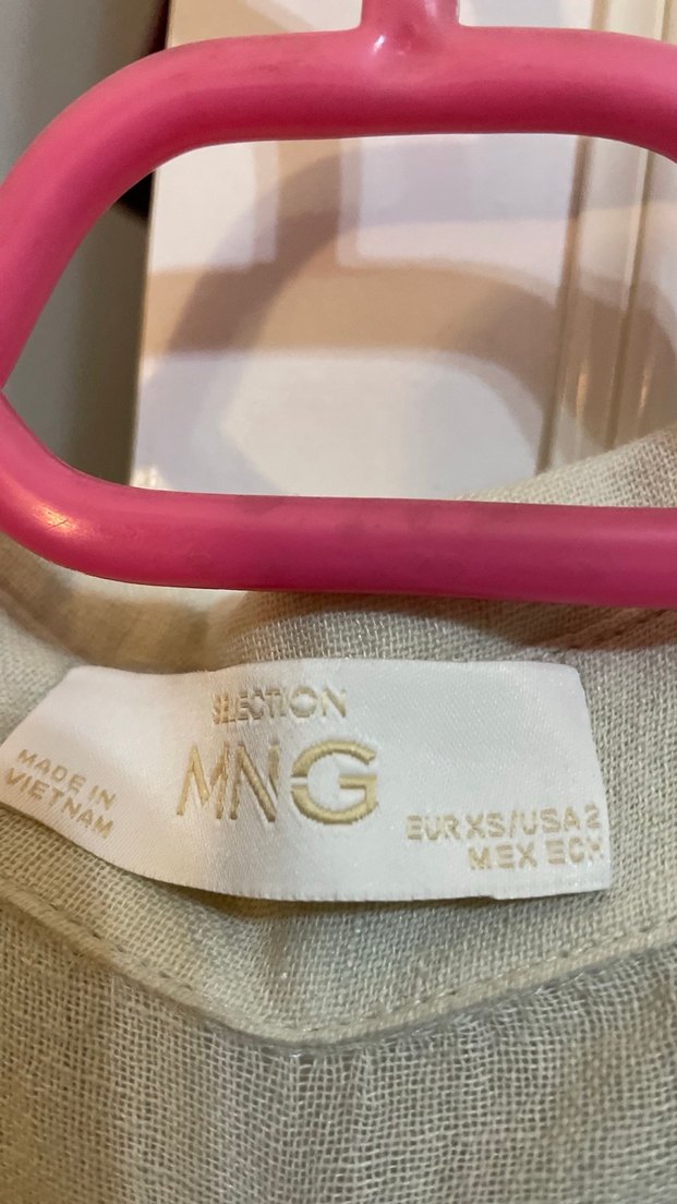 MANGO Drape Detaylı Keten Ekru Gömlek - Görsel 5