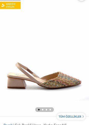 BAMBİ Çok Renkli Hasır Topuklu Kadın Ayakkabı - Görsel 3